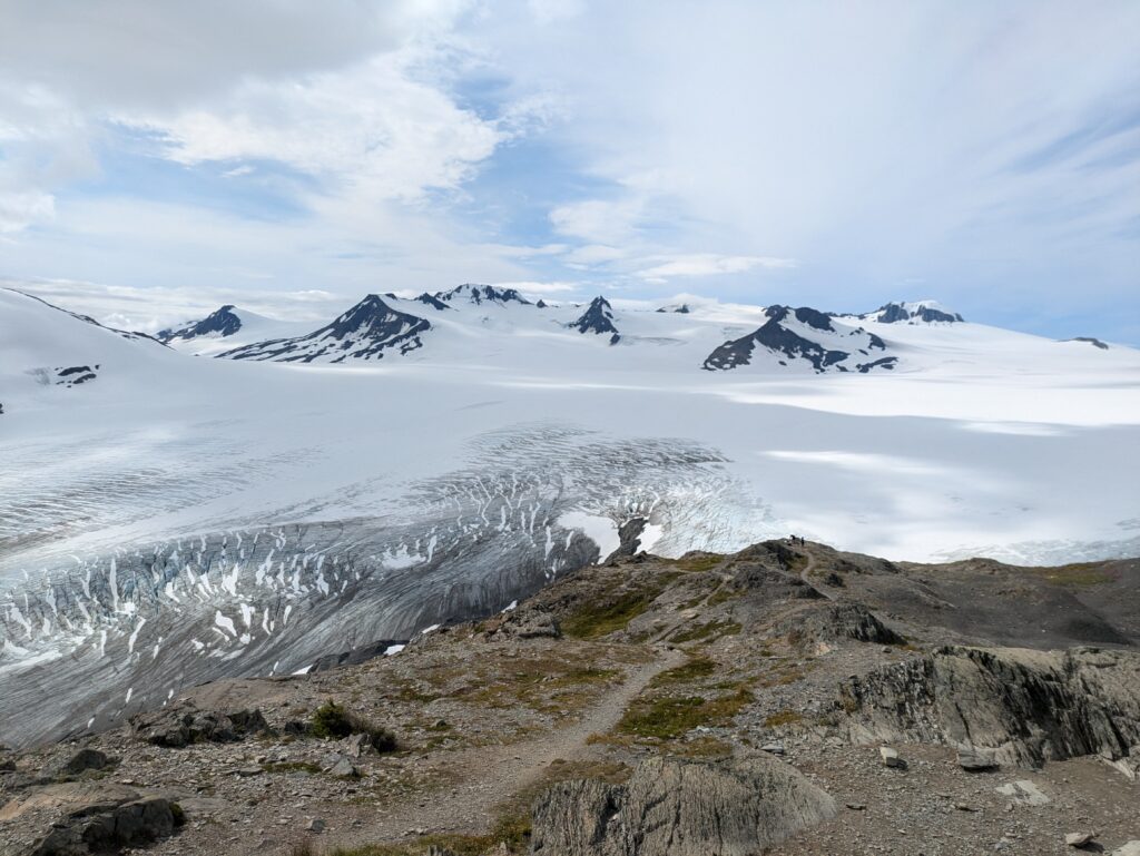 Trail end. Exit Glacier and the Harding Icefield.